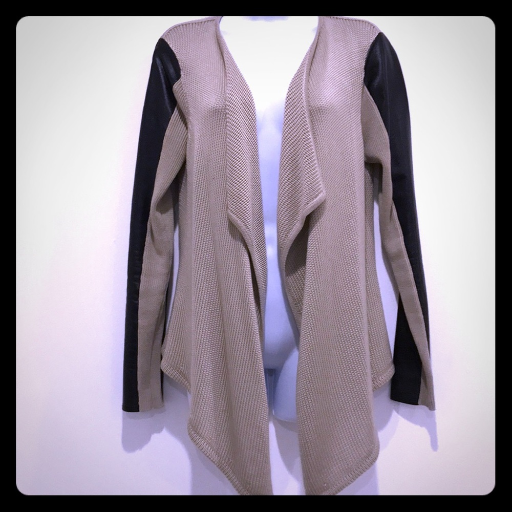 7 For All Mankind Cardigan with Leather Sleeves